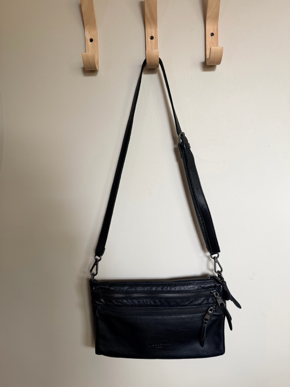 Liebeskind Black Leather Messenger Crossbody